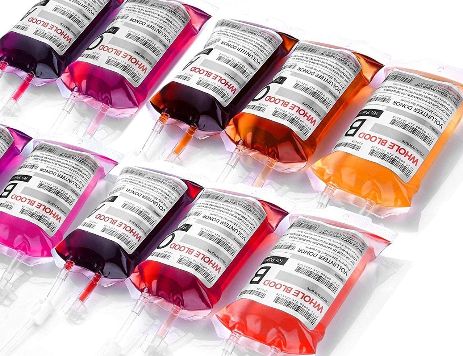 Blood Bags for Drinks, 10 IV Bags for Halloween Party Decoration, Reusable Drink Pouch for Live Blood of Theme Parties, Masquerade,Vampire,Zombie,Nurse Graduation Party Props