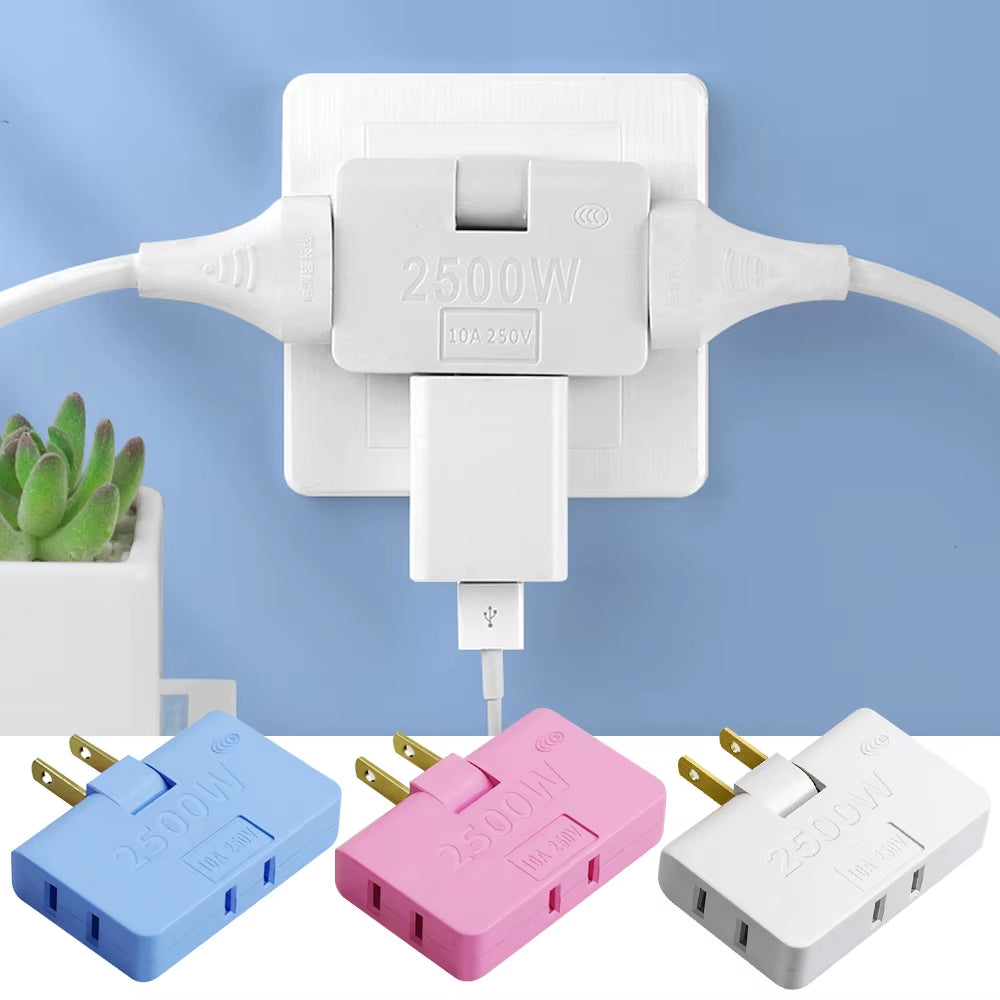 3-Port Rotatable US Plug Adapter – Compact Power, Anywhere You Go