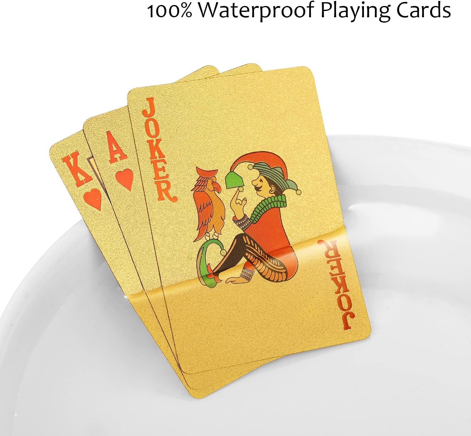 Deck of Cards, Gold Deck of Cards, Gold Playing Cards, Gold Waterproof Playing Cards, Waterproof Playing Cards, Poker Cards, Deck of Waterproof Cards, Washable Flexible, Use for Party and Game