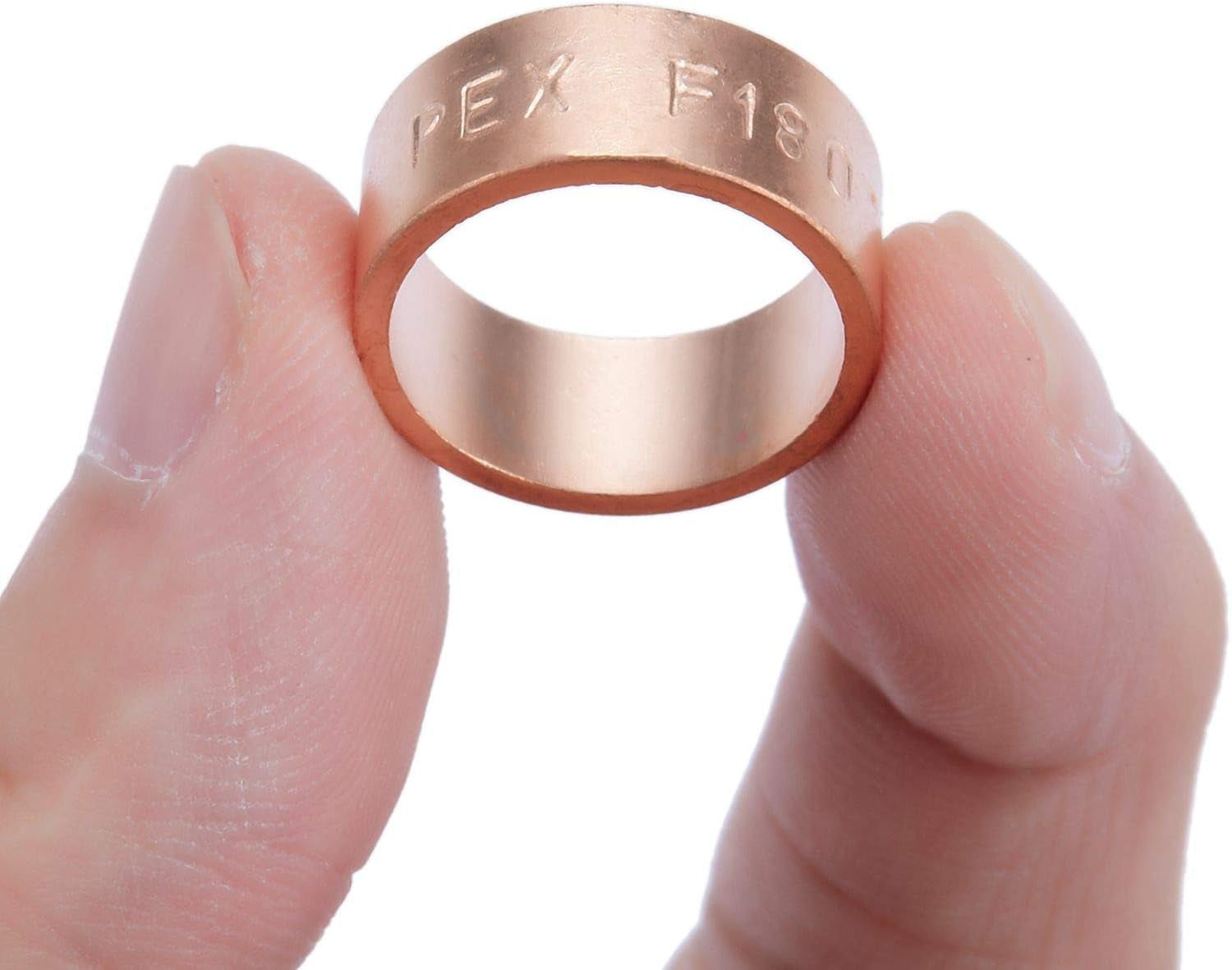 2 Pack Premium Lead-Free Brass 1/2 Inch Pex X 3/8 Inch OD Compression Quarter Turn Angle Stop Valve with 2 PCS PEX Clamp Ring