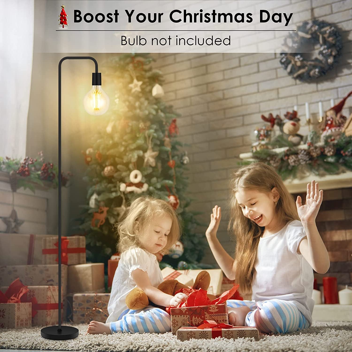 Floor Lamp, Industrial Floor Lamp, 63 Inch Standing Lamp, E26 Socket, On/Off Footswitch, Whole Metal, ETL Listed, Modern Floor Lamp for Bedroom, Living Room, Minimalist, Vintage, Mid Century