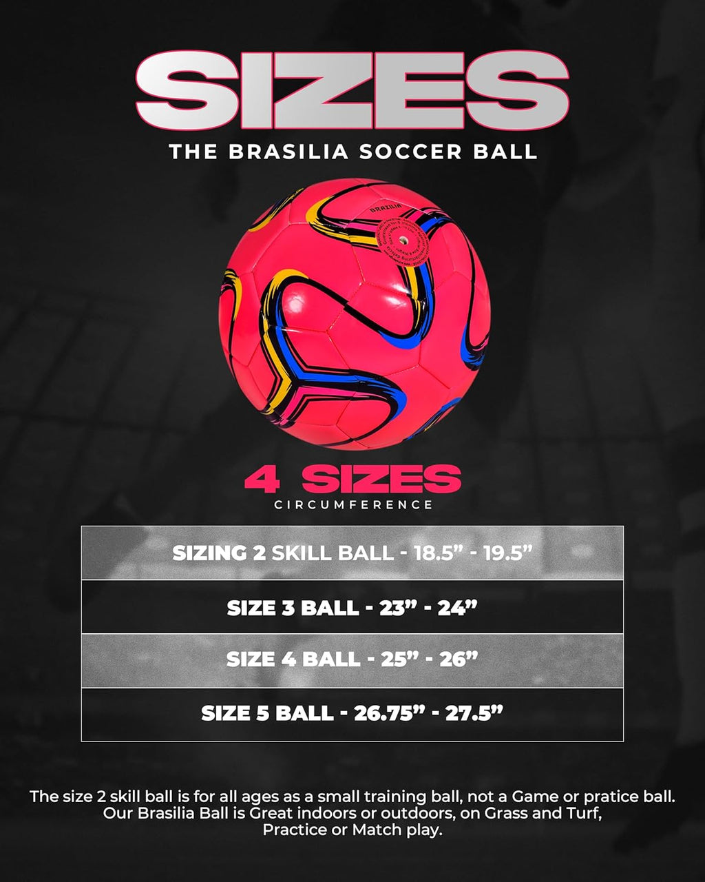 Brasilia Soccer Ball Size 2 & Size 3 & Size 4 & Size 5 - Match Soccer Ball - 5 Colors - Kids, Youth & Adult Soccer Players